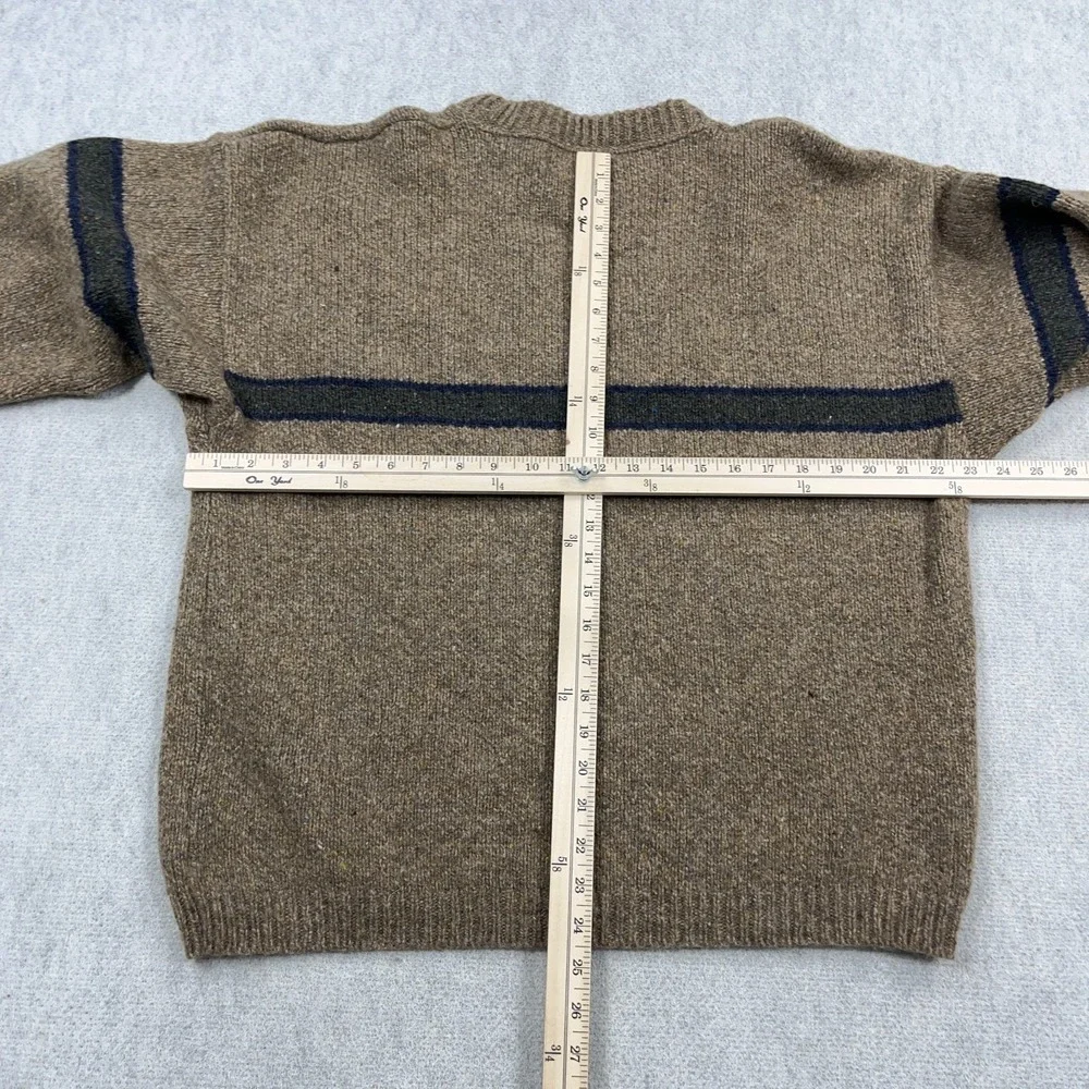 Vintage Eddie Barer Sweater Men Large Brown Wool Knit Ribbed Crewneck 90s Y2K * - Picture 5 of 9